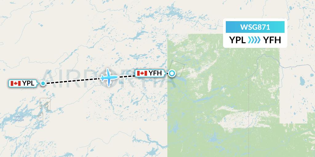 WSG871 Wasaya Airways Flight Map: Pickle Lake to Fort Hope