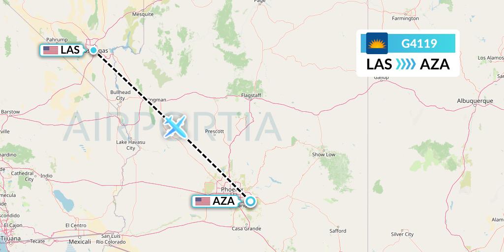 G4119 Allegiant Air Flight Map: Las Vegas to Phoenix