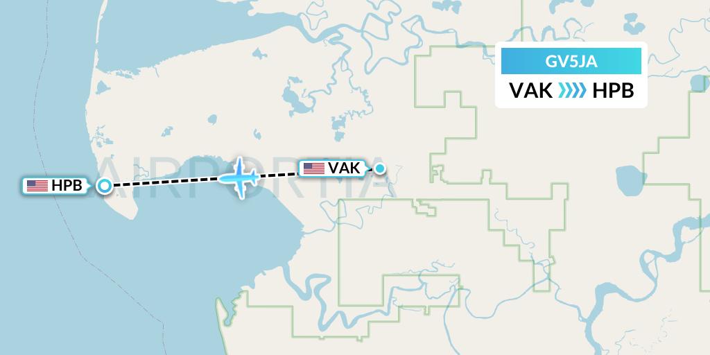 GV5JA Grant Aviation Flight Map: Chevak to Hooper Bay