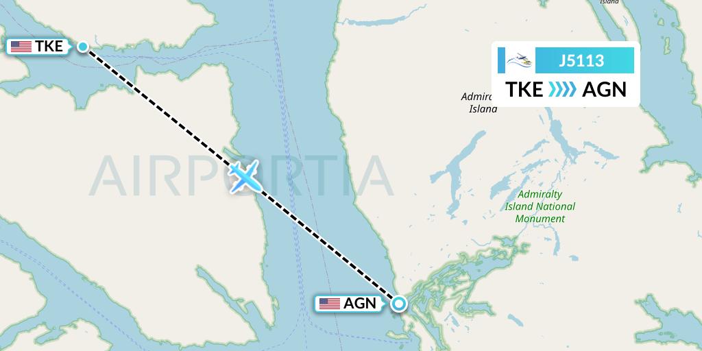 J5113 Alaska Seaplane Service Flight Map: Tenakee Springs to Angoon