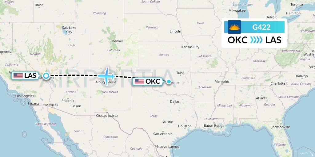 G422 Allegiant Air Flight Map: Oklahoma City to Las Vegas