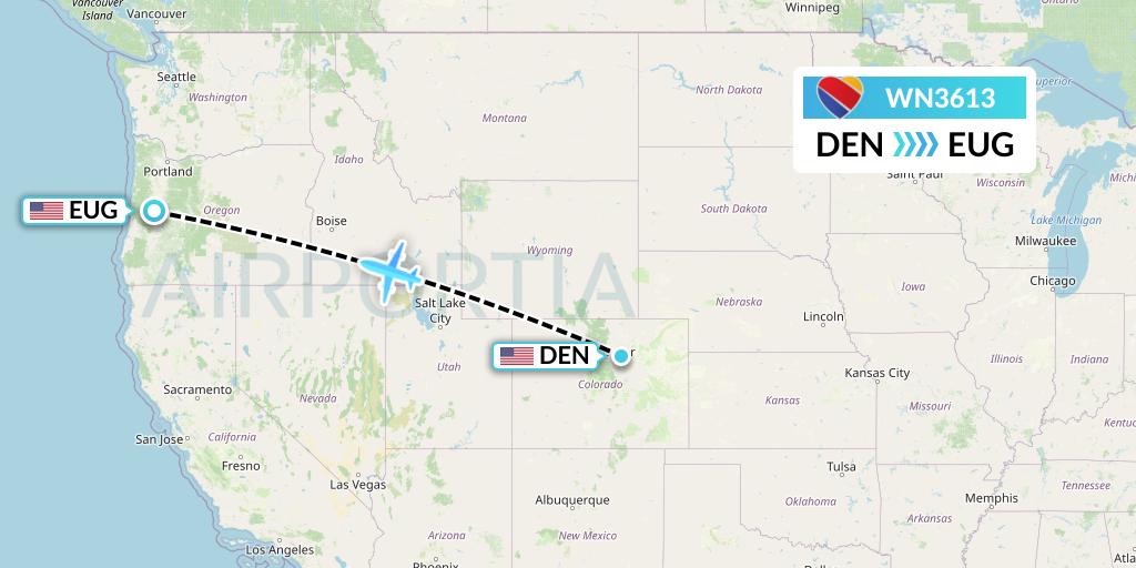 WN3613 Southwest Airlines Flight Map: Denver to Eugene