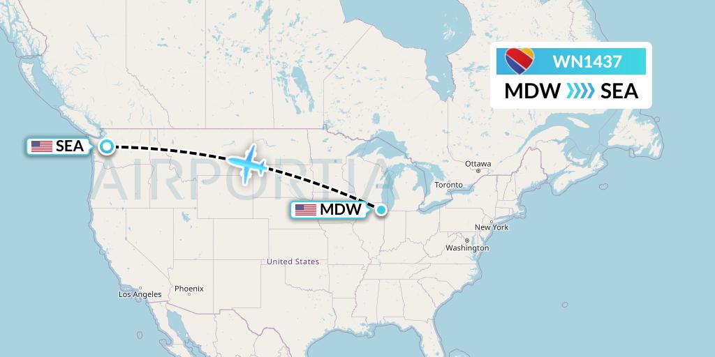 WN1437 Southwest Airlines Flight Map: Chicago to Seattle