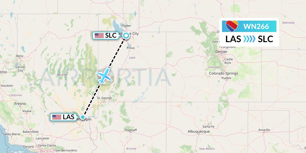 WN266 Southwest Airlines Flight Map: Las Vegas to Salt Lake City
