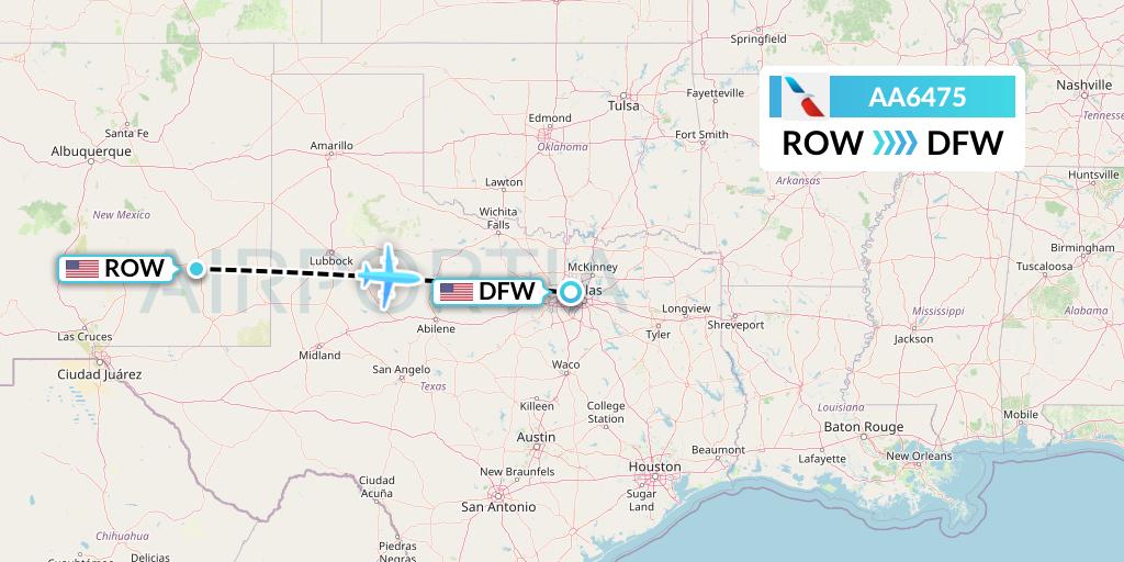 AA6475 American Airlines Flight Map: Roswell to Dallas