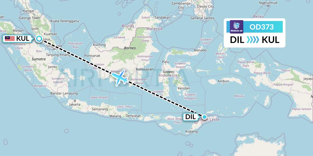 OD373 Batik Air Malaysia Flight Map: Dili to Kuala Lumpur