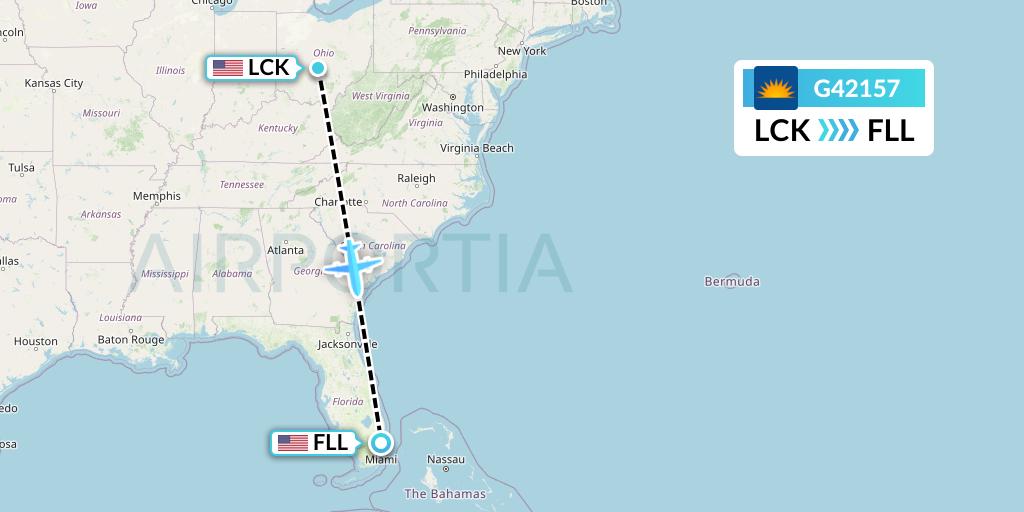 G42157 Allegiant Air Flight Map: Columbus to Fort Lauderdale