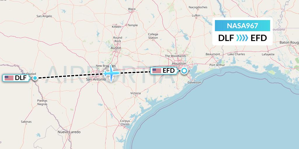 NASA967 Nasair Flight Map: Del Rio to Houston