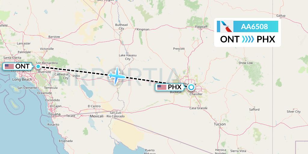 AA6508 American Airlines Flight Map: Ontario to Phoenix