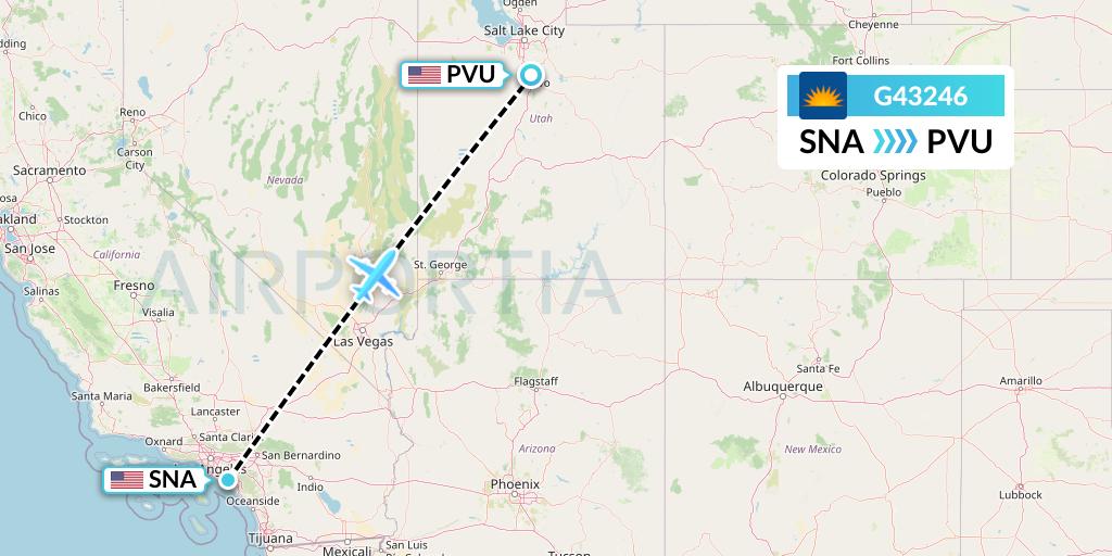 G43246 Allegiant Air Flight Map: Orange County to Provo