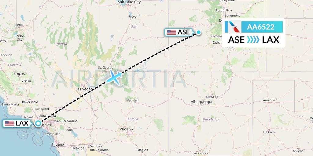 AA6522 American Airlines Flight Map: Aspen to Los Angeles