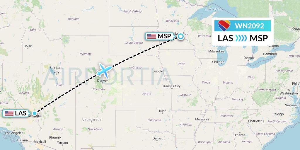 WN2092 Southwest Airlines Flight Map: Las Vegas to Minneapolis