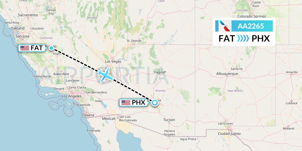 AA2265 American Airlines Flight Map: Fresno to Phoenix