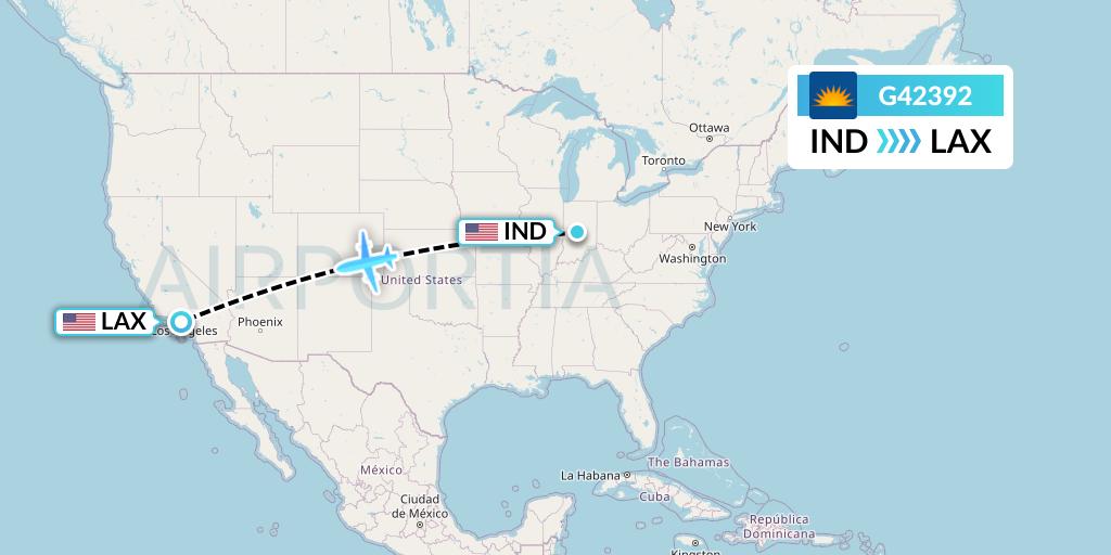 G42392 Allegiant Air Flight Map: Indianapolis to Los Angeles