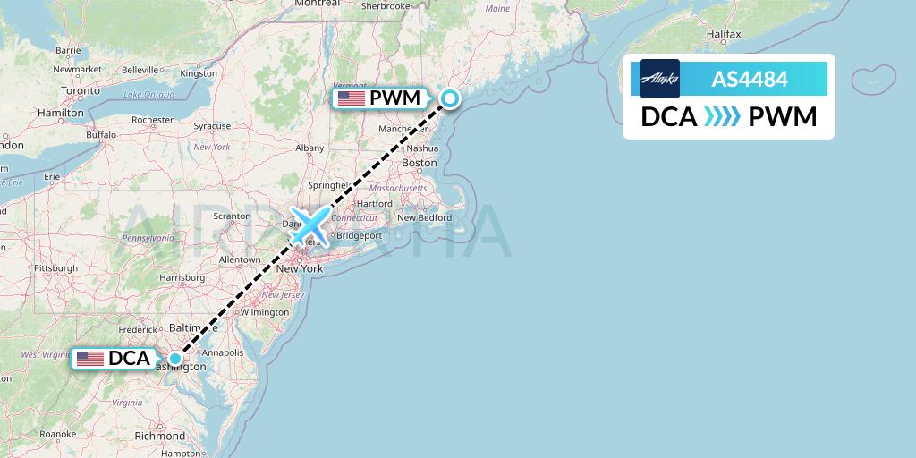 AS4484 Alaska Airlines Flight Map: Washington to Portland