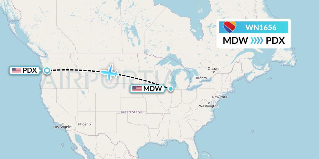 WN1656 Southwest Airlines Flight Map: Chicago to Portland