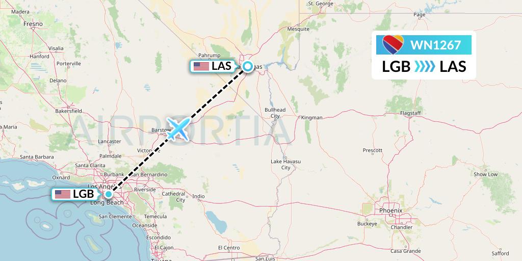 WN1267 Southwest Airlines Flight Map: Long Beach to Las Vegas