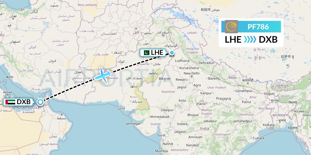 PF786 Air Sial Flight Map: Lahore to Dubai
