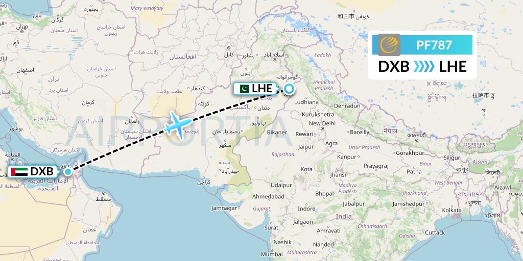 PF787 Air Sial Flight Map: Dubai to Lahore