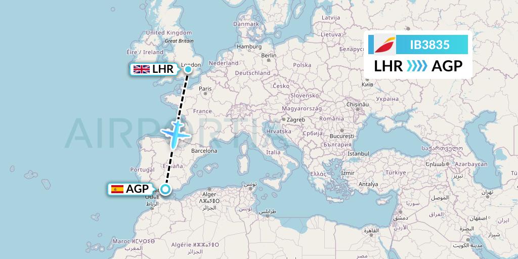 IB3835 Iberia Flight Map: London to Malaga