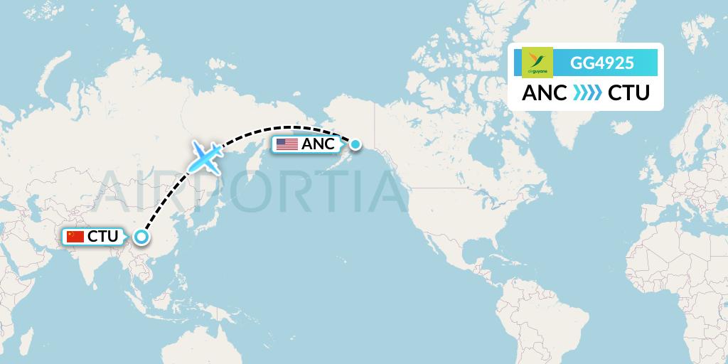 GG4925 Sky Lease 1 Flight Map: Anchorage to Chengdu
