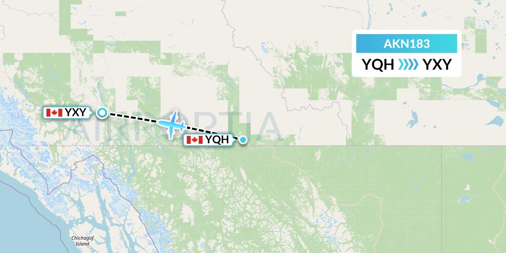 AKN183 Alkan Air Flight Map: Watson Lake to Whitehorse