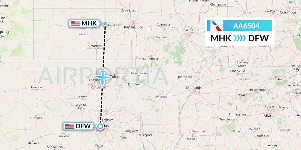 AA6504 American Airlines Flight Map: Manhattan to Dallas