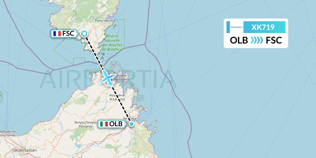 XK719 Air Corsica Flight Map: Olbia to Figari