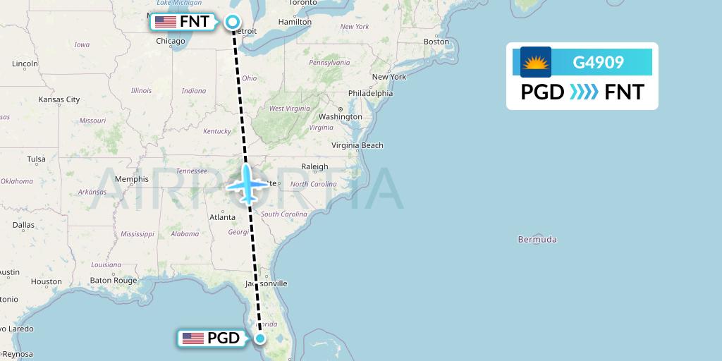 G4909 Allegiant Air Flight Map: Punta Gorda to Flint