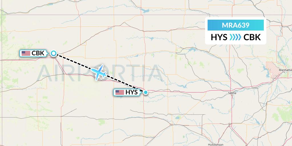 MRA639 Martinaire Flight Map: Hays to Colby