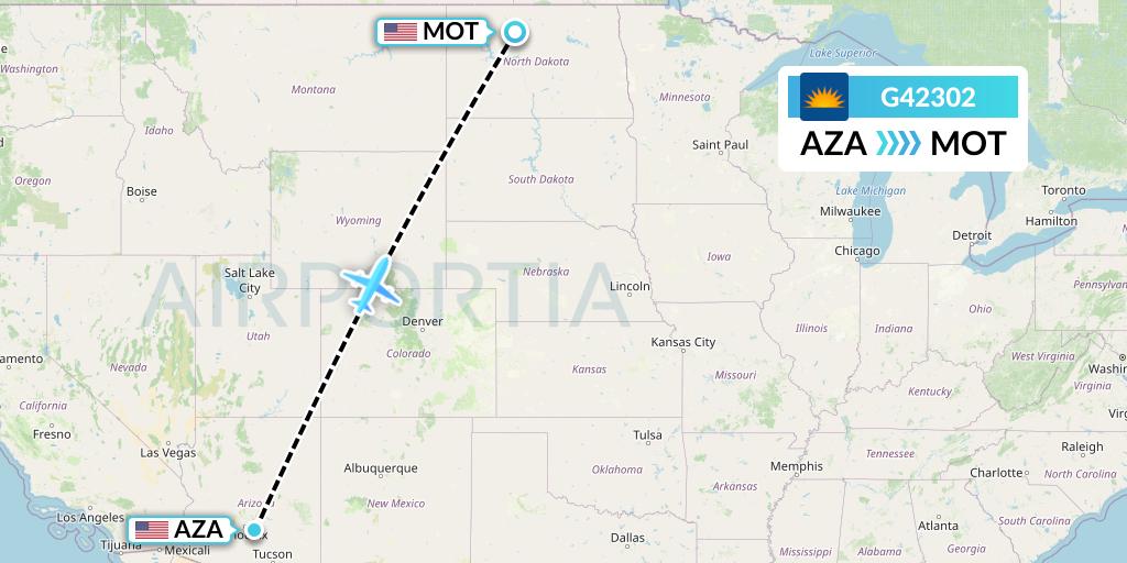 G42302 Allegiant Air Flight Map: Phoenix to Minot