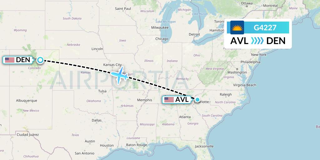 G4227 Allegiant Air Flight Map: Asheville to Denver