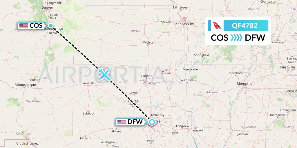 QF4782 Qantas Flight Map: Colorado Springs to Dallas