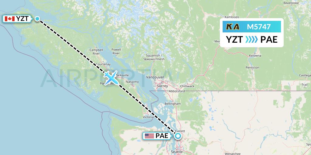 M5747 Kenmore Air Flight Map: Port Hardy to Everett