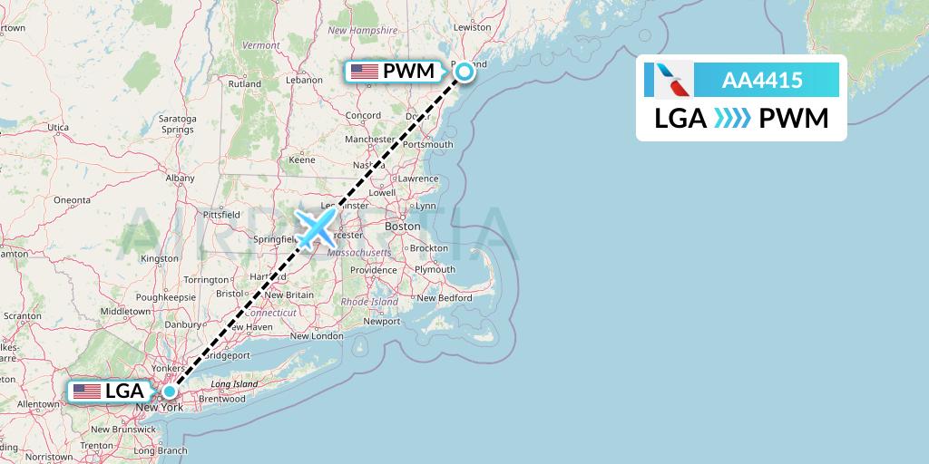 AA4415 American Airlines Flight Map: New York to Portland