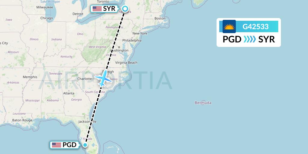 G42533 Allegiant Air Flight Map: Punta Gorda to Syracuse