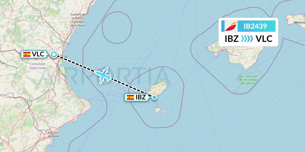IB2439 Iberia Flight Map: Ibiza to Valencia