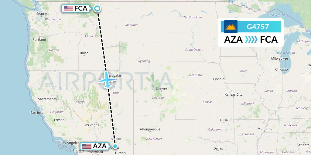 G4757 Allegiant Air Flight Map: Phoenix to Kalispell