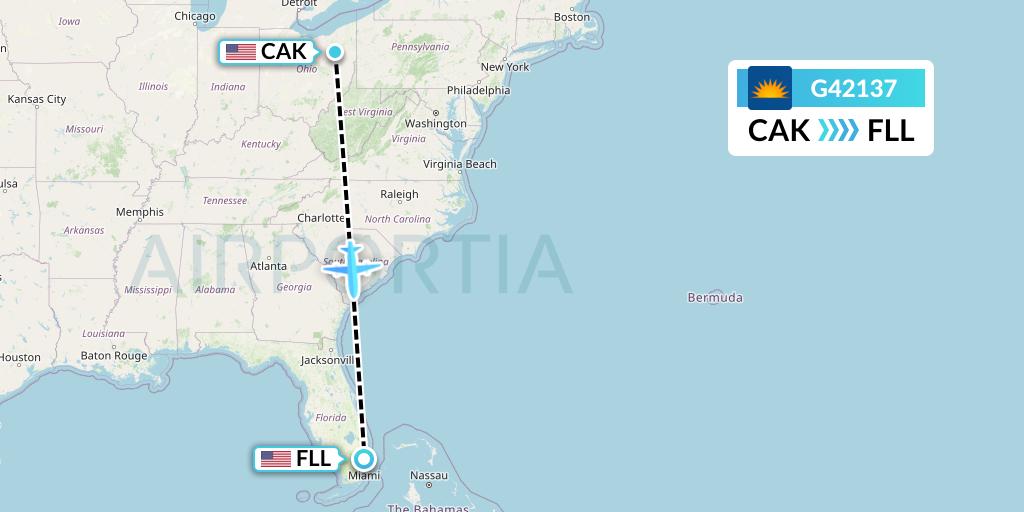 G42137 Allegiant Air Flight Map: Akron to Fort Lauderdale