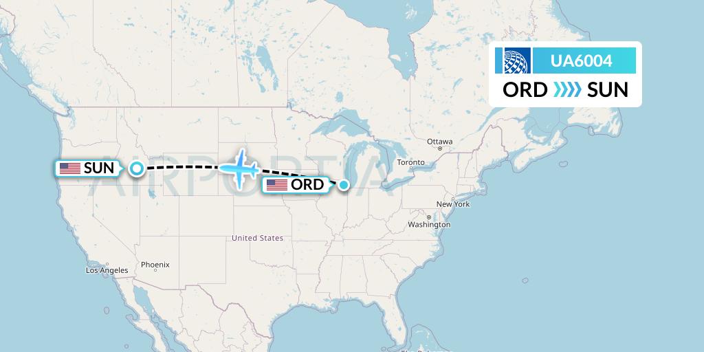 UA6004 United Airlines Flight Map: Chicago to Hailey