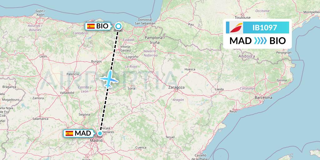 IB1097 Iberia Flight Map: Madrid to Bilbao