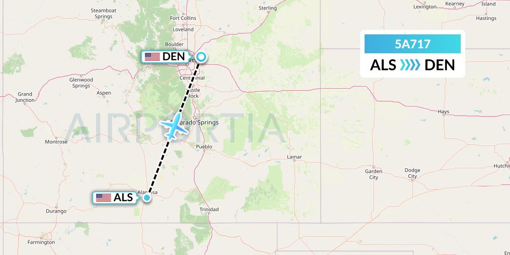 5A717 Alpine Air Express Flight Map: Alamosa to Denver