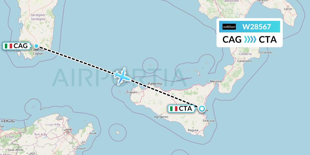 W28567 Flex Flight Flight Map: Cagliari to Catania