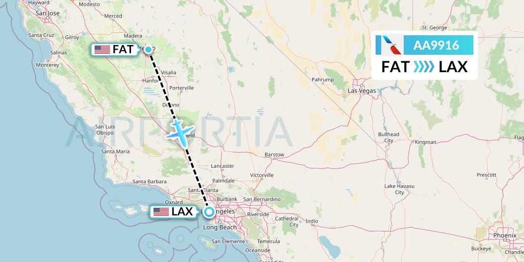 AA9916 American Airlines Flight Map: Fresno to Los Angeles