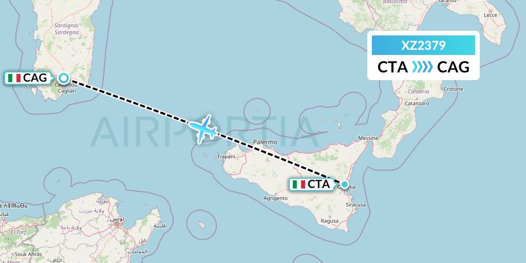 XZ2379 Aeroitalia Flight Map: Catania to Cagliari