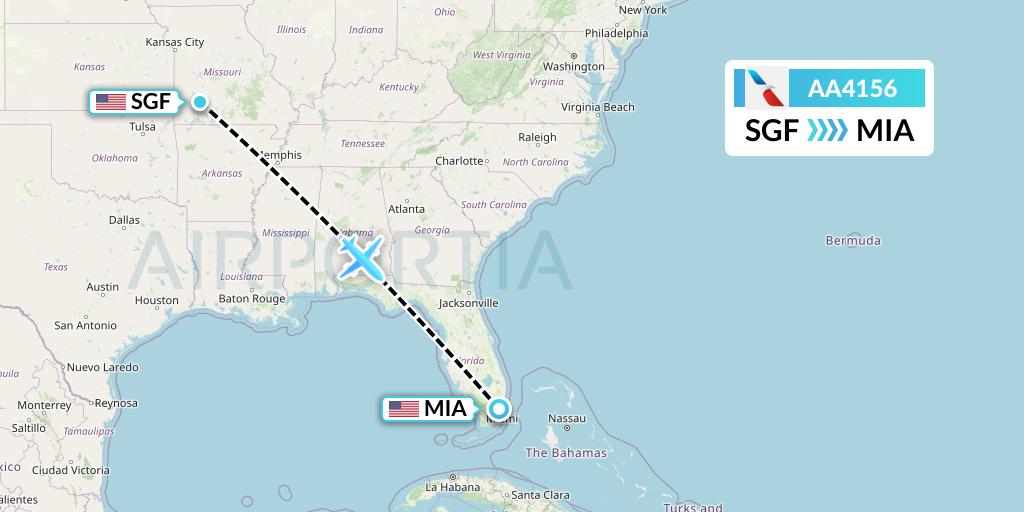 AA4156 American Airlines Flight Map: Springfield to Miami