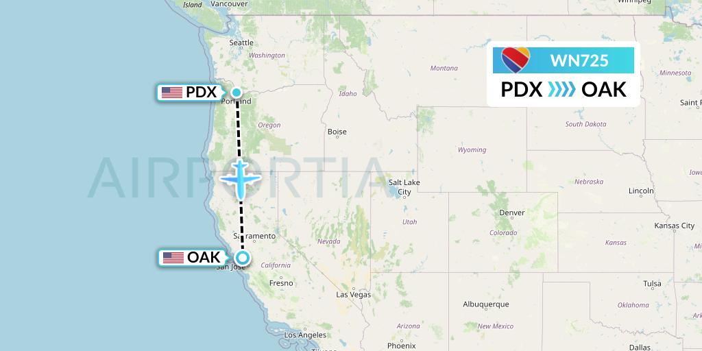 WN725 Southwest Airlines Flight Map: Portland to Oakland