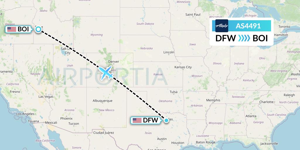 AS4491 Alaska Airlines Flight Map: Dallas to Boise