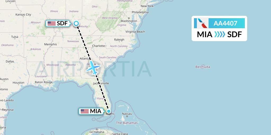 AA4407 American Airlines Flight Map: Miami to Louisville