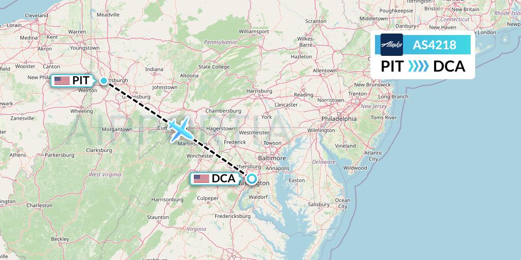 AS4218 Alaska Airlines Flight Map: Pittsburgh to Washington